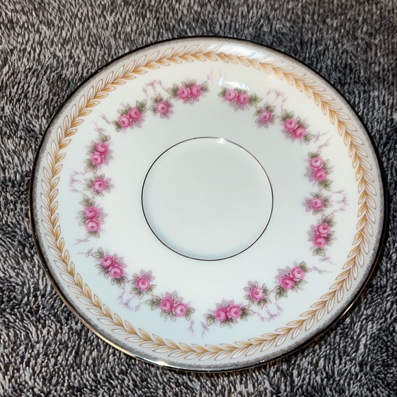 RC SAUCER VINTAGE 1950s PATTERN NORITAKE 564 VICTORIAN PINK ROSES AND LAUREL - Picture 3 of 5